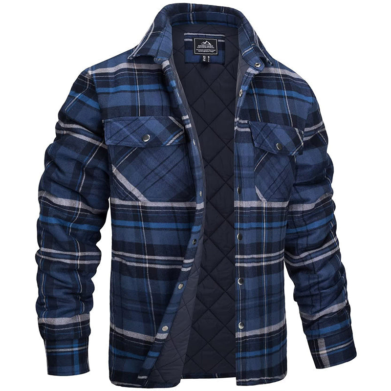Chemise Surpiquée pour Homme avec Motif à Carreaux et Poches Poitrine