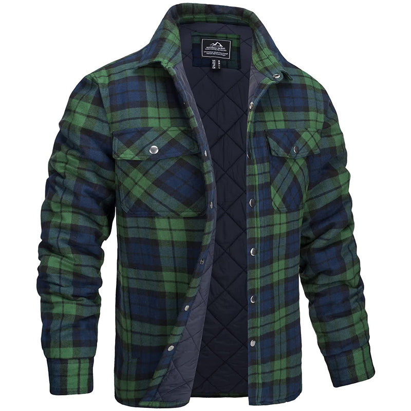 Chemise Surpiquée pour Homme avec Motif à Carreaux et Poches Poitrine