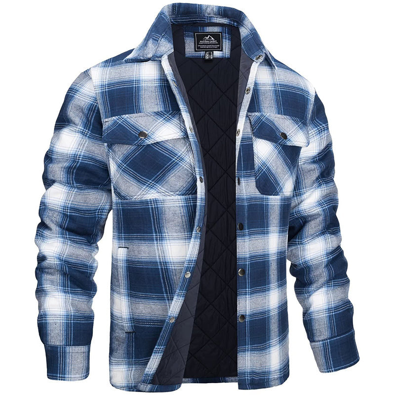 Chemise Surpiquée pour Homme avec Motif à Carreaux et Poches Poitrine