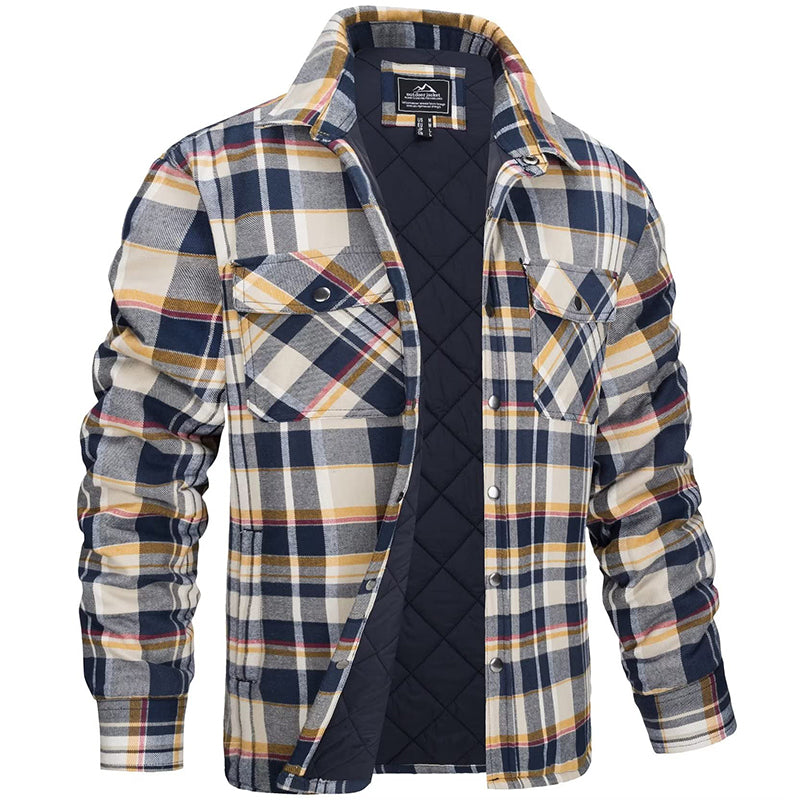 Chemise Surpiquée pour Homme avec Motif à Carreaux et Poches Poitrine