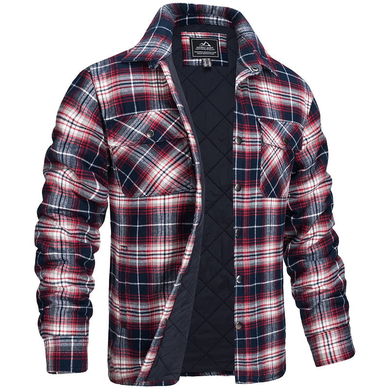 Chemise Surpiquée pour Homme avec Motif à Carreaux et Poches Poitrine
