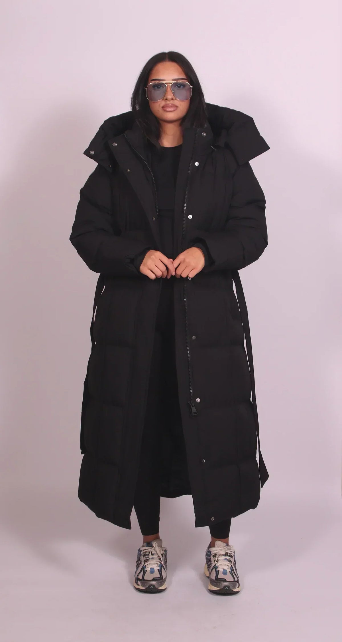 Amina | Manteau doudoune long à ceinture