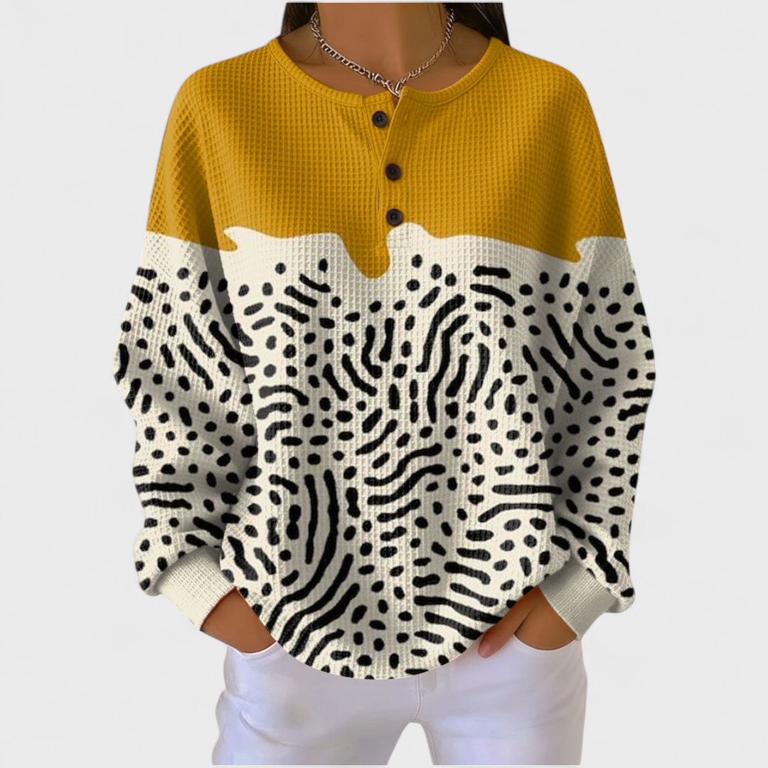 DELAUNAY | Pull Gaufré Bicolore Moutarde Léa