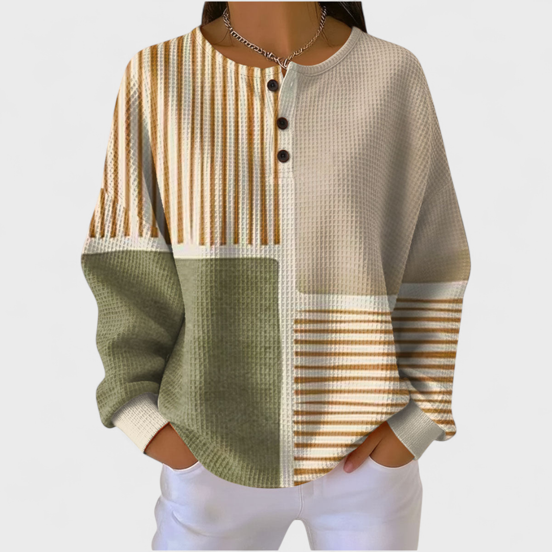 DELAUNAY | Pull Gaufré Colorblock Rayé Claire