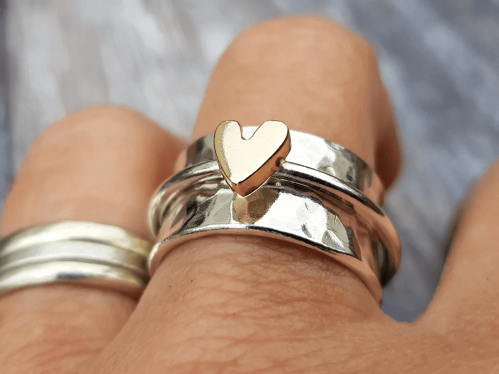 Delaunay | BAGUE EN ARGENT CŒUR DORÉ