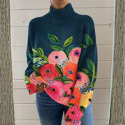 DELAUNAY | Pull Col Roulé Bouquet Peint Martine