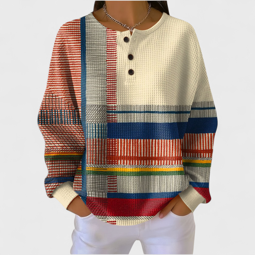 DELAUNAY | Pull Gaufré Patchwork Rayures Margot