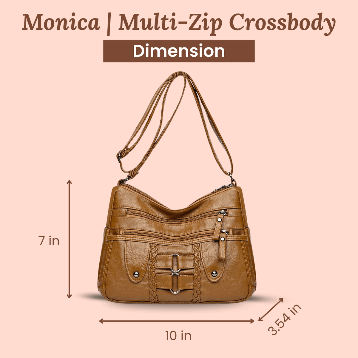 Monica | Sac Porté Travers Tressé à Multiples Zips