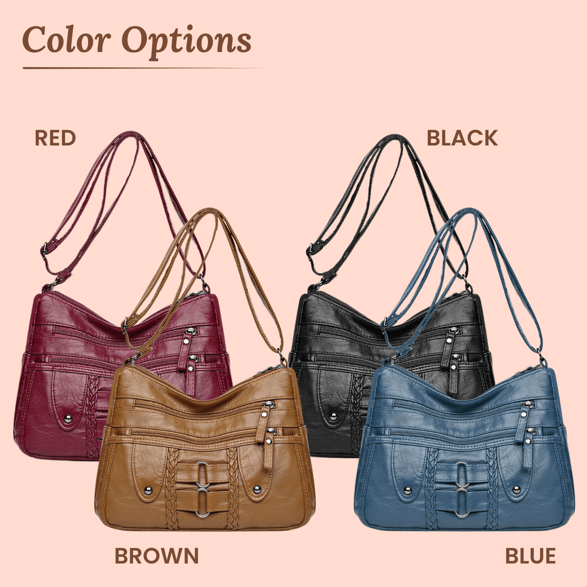 Monica | Sac Porté Travers Tressé à Multiples Zips