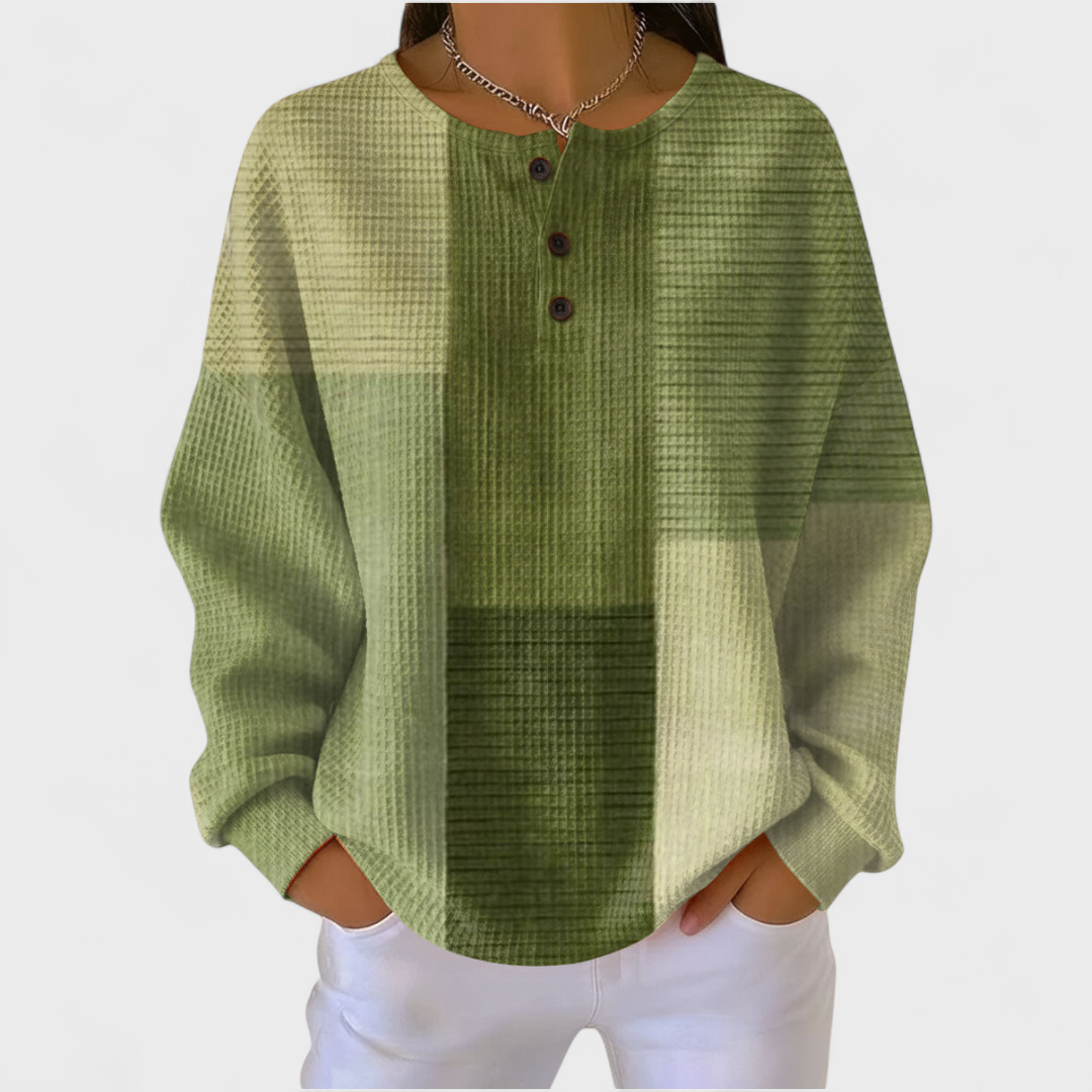 DELAUNAY | Pull Gaufré Damier Vert Camille