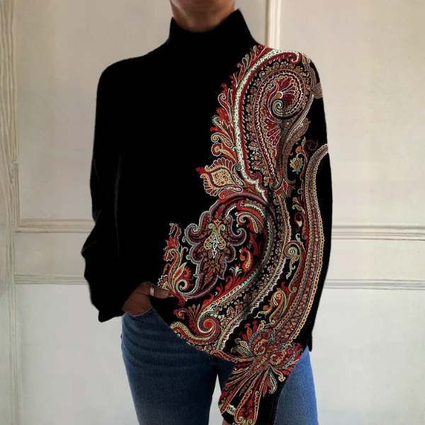 DELAUNAY | Pull Col Montant Motif Foulard Sophie