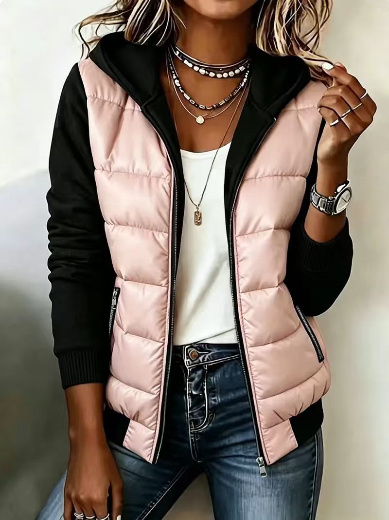 Nina – Veste matelassée colorblock à capuche