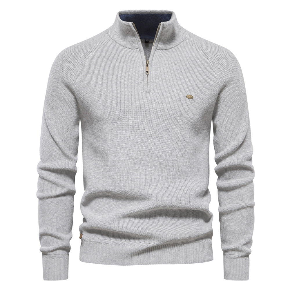 DELAUNAY | Pull Demi-Zip Maille Côtelée Pierre