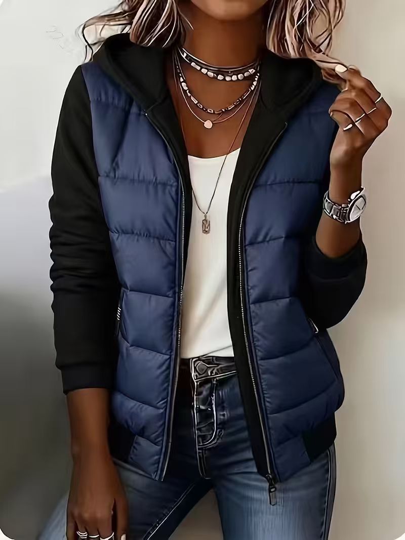 Nina – Veste matelassée colorblock à capuche