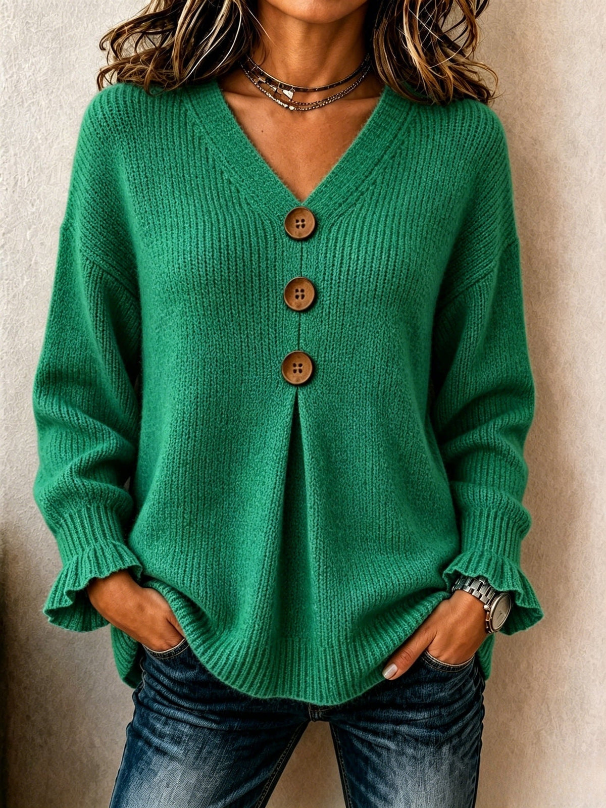 DELAUNAY | Pull Col V Boutonné Marie
