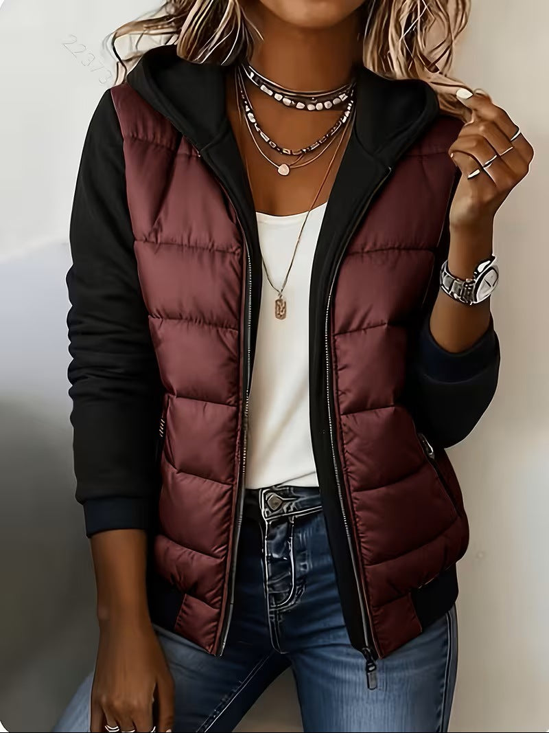 Nina – Veste matelassée colorblock à capuche