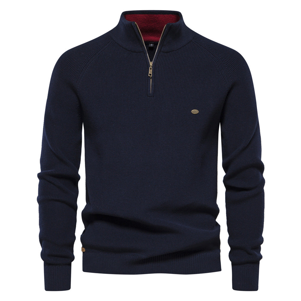 DELAUNAY | Pull Demi-Zip Maille Côtelée Pierre
