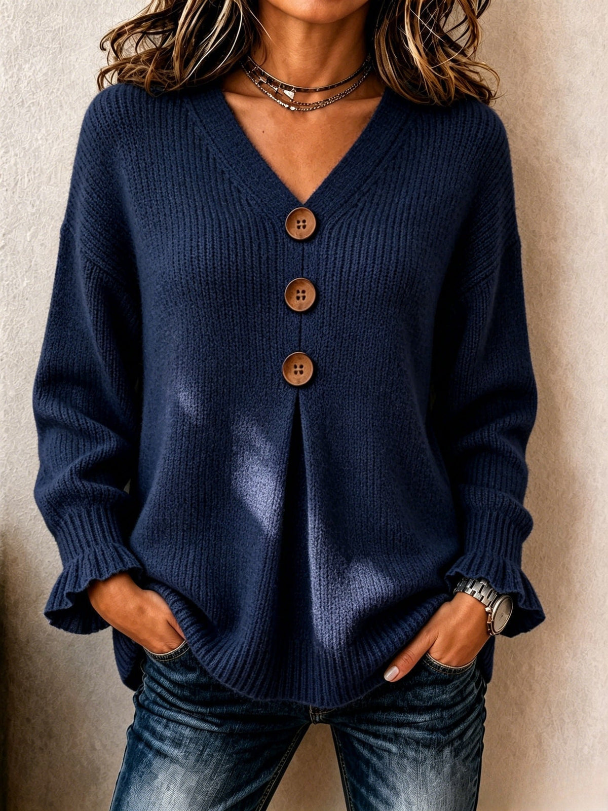 DELAUNAY | Pull Col V Boutonné Marie