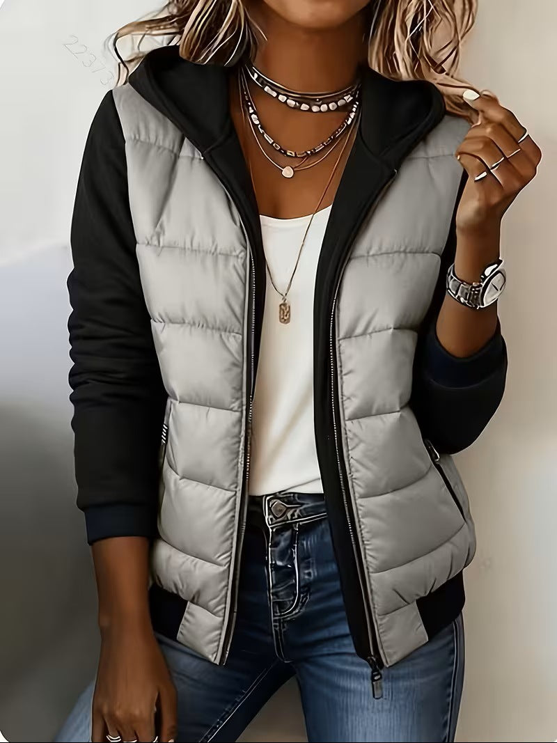Nina – Veste matelassée colorblock à capuche