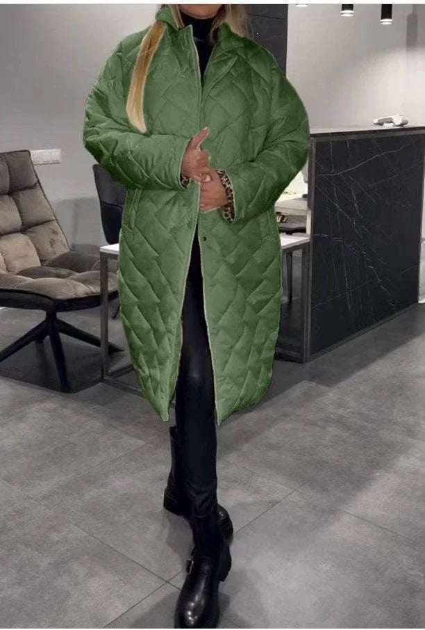 Liv™ – Manteau mi-long matelassé et réversible avec doublure léopard