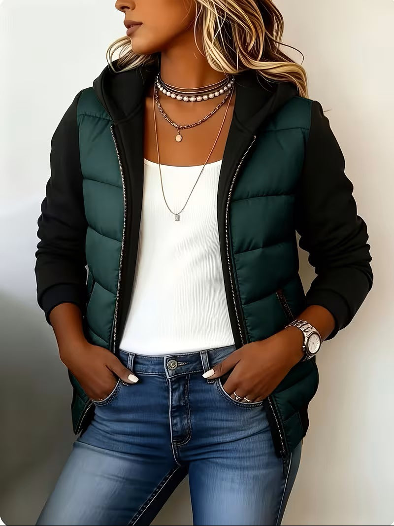 Nina – Veste matelassée colorblock à capuche