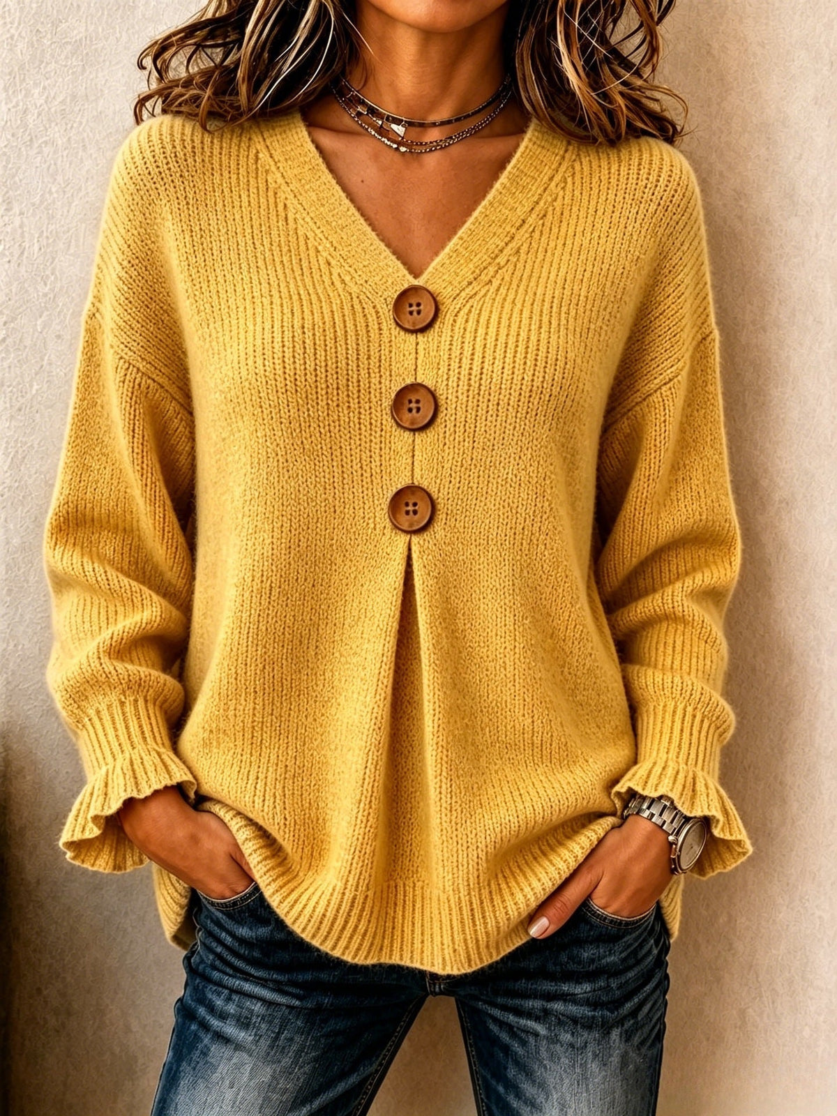DELAUNAY | Pull Col V Boutonné Marie
