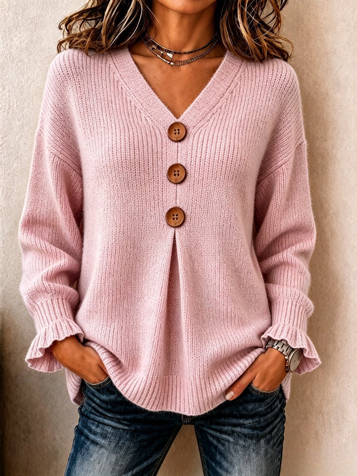 DELAUNAY | Pull Col V Boutonné Marie