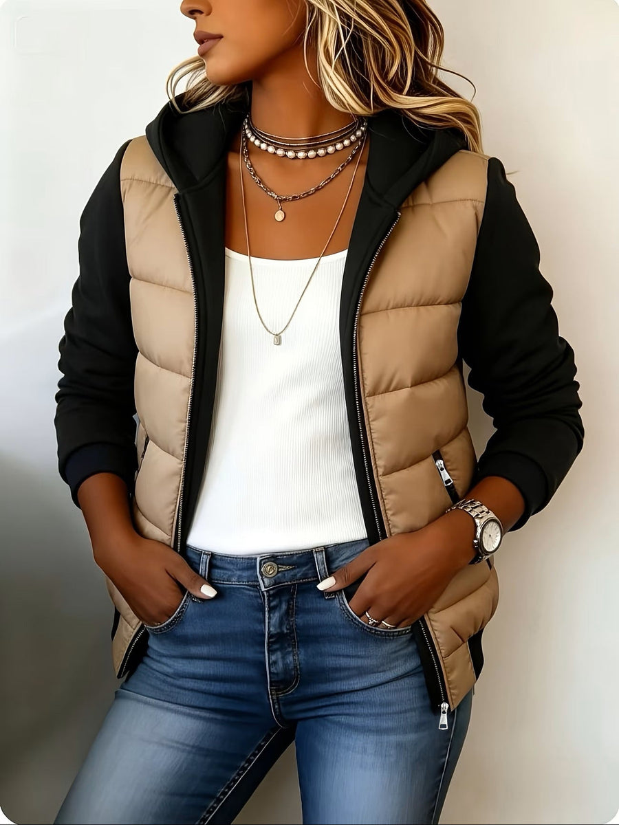Nina – Veste matelassée colorblock à capuche