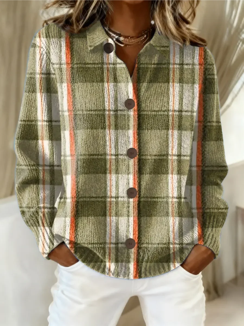 DELAUNAY | Cardigan Carreaux Vert Olive Manon