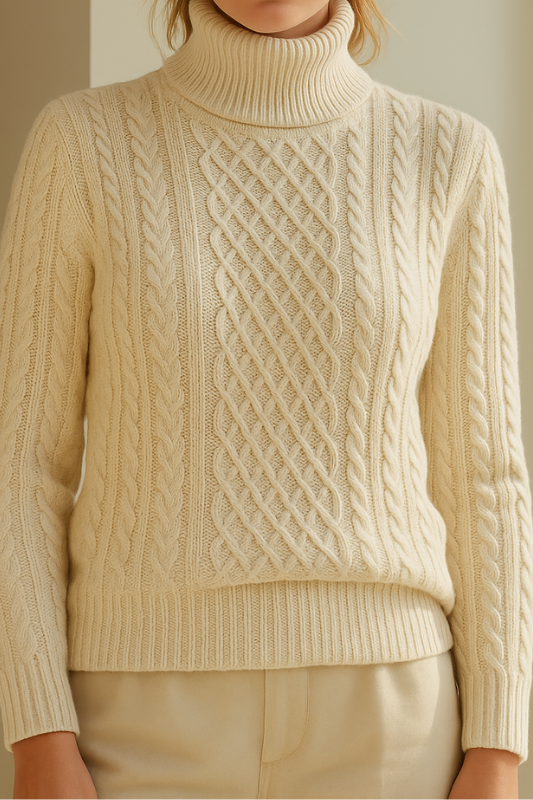 DELAUNAY | Pull Torsadé à Col Roulé en Maille Douce