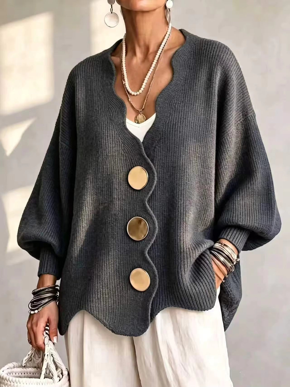 Madison - Gilet en maille à boutons amples