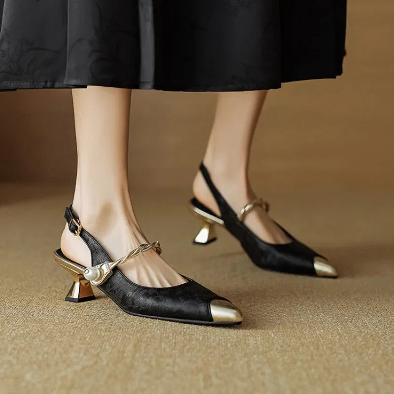 Delaunay | Escarpins Slingback Perle Torsadée Martine