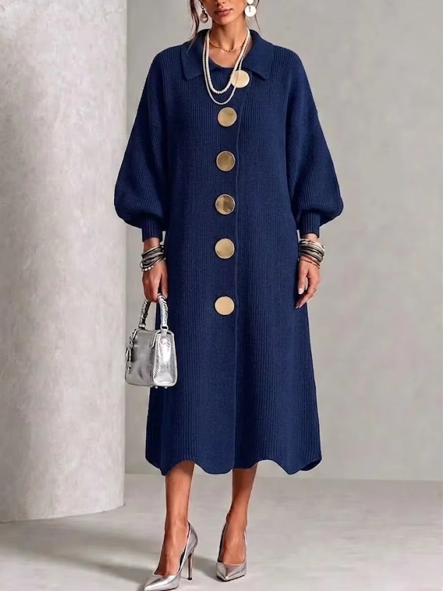 Sienna - Robe longue à manches longues boutonnée