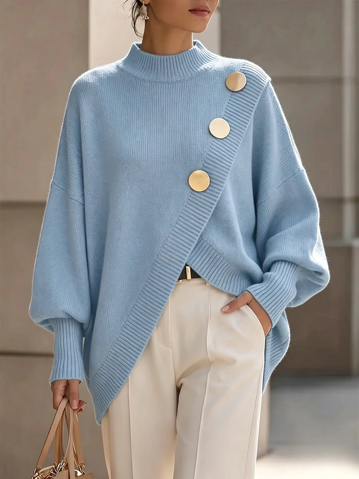 Amelia - Pull en maille à détail boutons