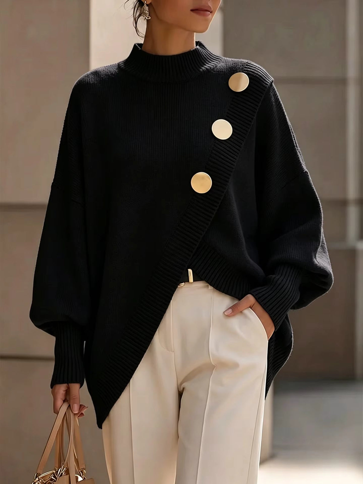 Amelia - Pull en maille à détail boutons