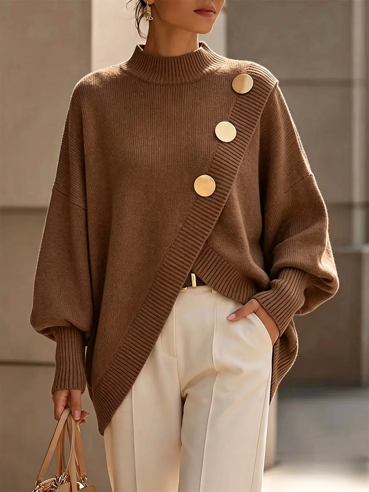 Amelia - Pull en maille à détail boutons