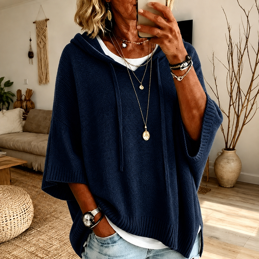 Juliette – Poncho Pull Bleu Marine