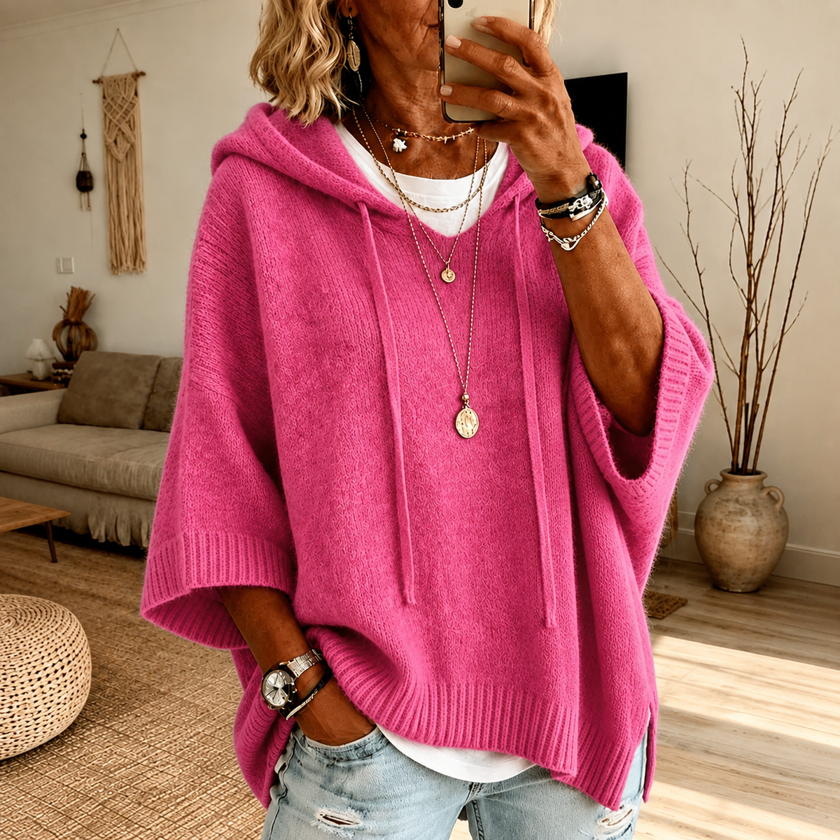 Chloe | Pull Poncho Rose