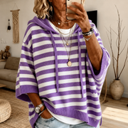 Anais – Poncho Pull Rayé Violet