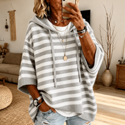 Celine | Pull Poncho Rayé Gris