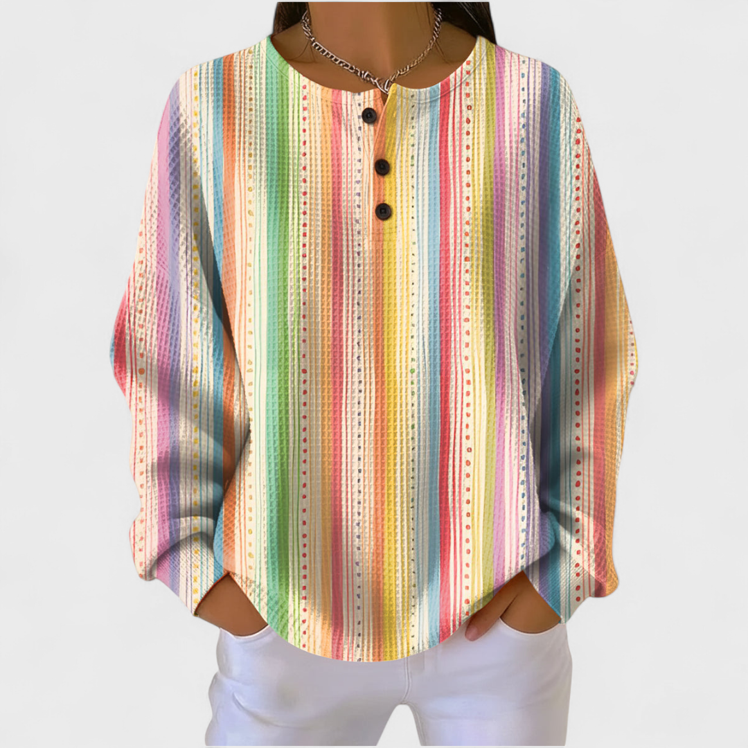 DELAUNAY | Pull Gaufré Fines Rayures Colorées Sandrine