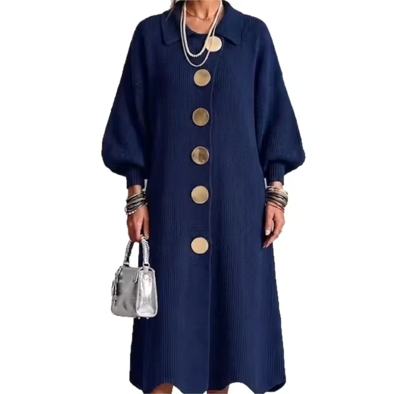 Sienna - Robe longue à manches longues boutonnée