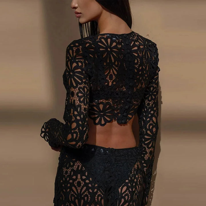 Delaunay | ENSEMBLE EN CROCHET FLEURI AVEC JUPE LONGUE