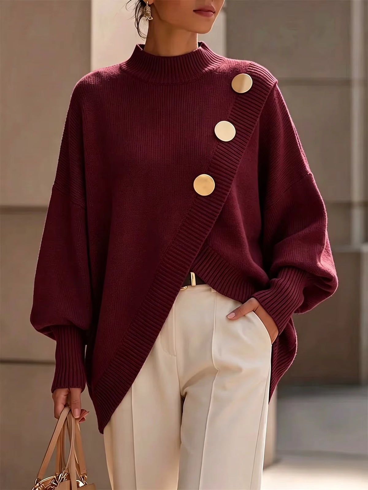 Amelia - Pull en maille à détail boutons