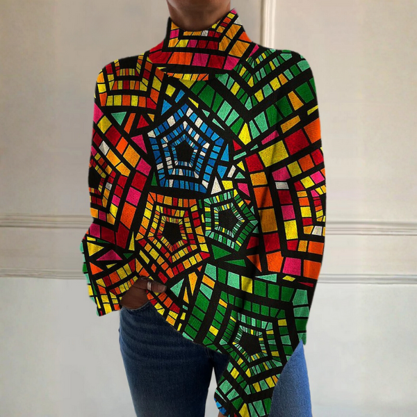 DELAUNAY | Pull Col Montant Vitrail Coloré Christine