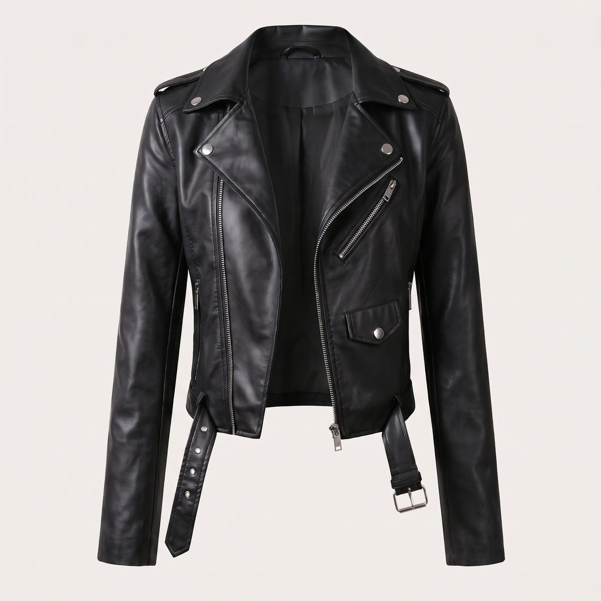 Lucilla | Veste motard courte avec ceinture