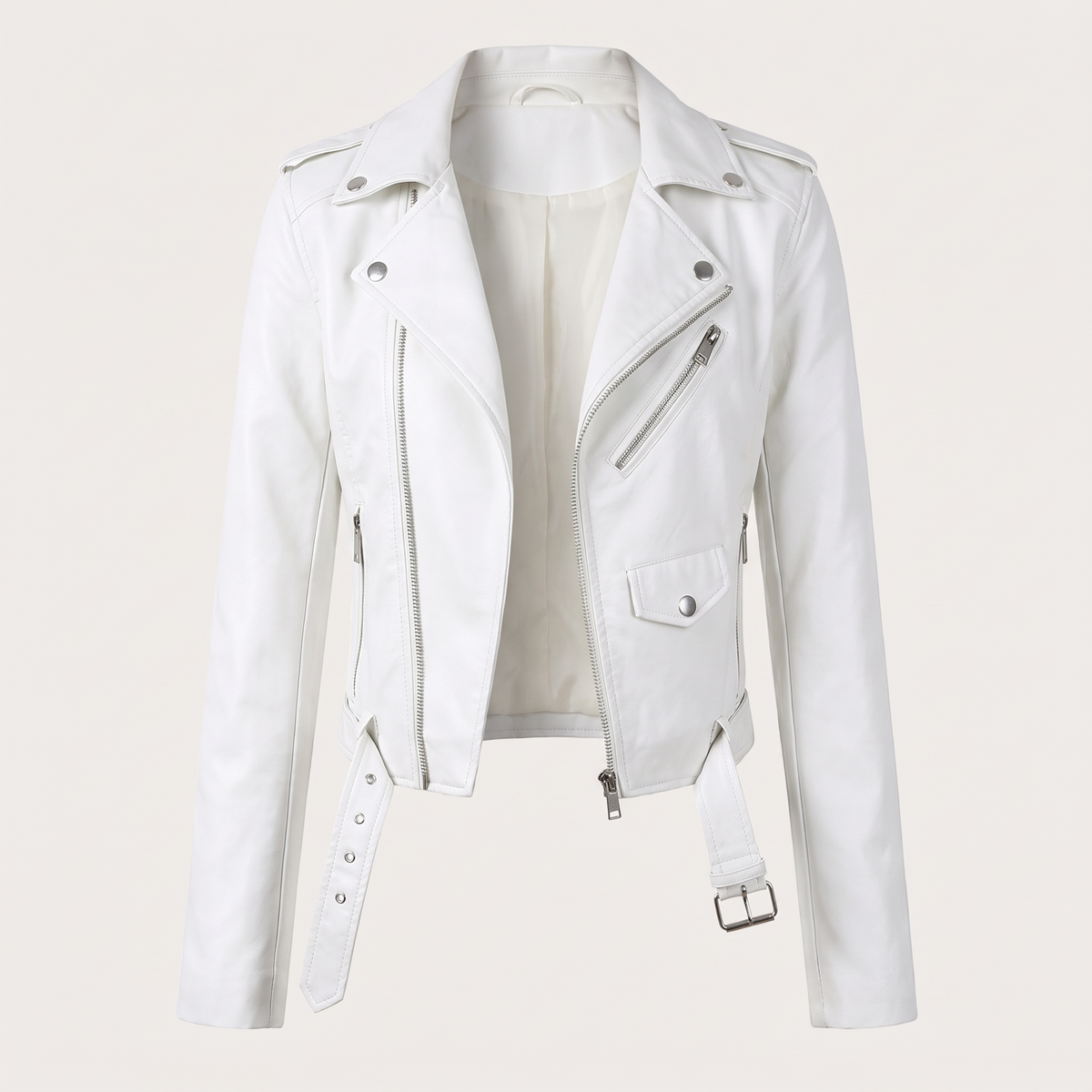Lucilla | Veste motard courte avec ceinture