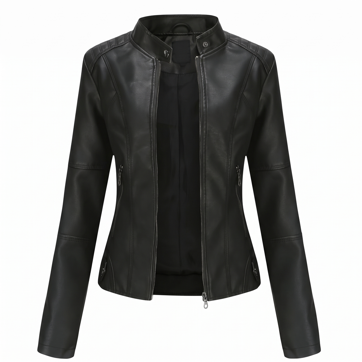 Miranda | Veste motard cintrée avec col montant et fermeture éclair