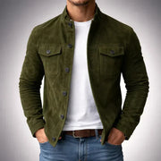Veste en cuir boutonnée pour hommes