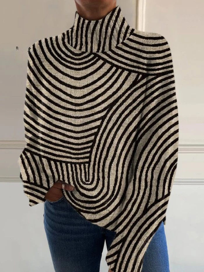 DELAUNAY | Pull Col Drapé Rayures Graphiques Charlotte